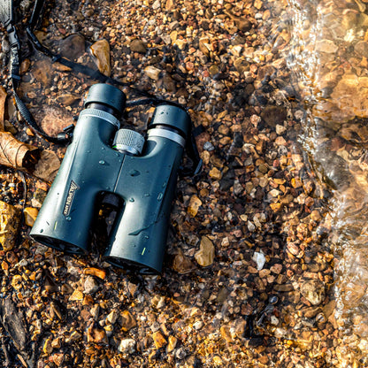 Laying Creekside and wet is the Alpen Apex 10x50 Binoculars