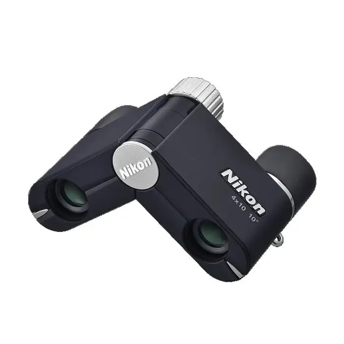 Nikon 4x10 CF Binoculars in Dark Navy on a white background