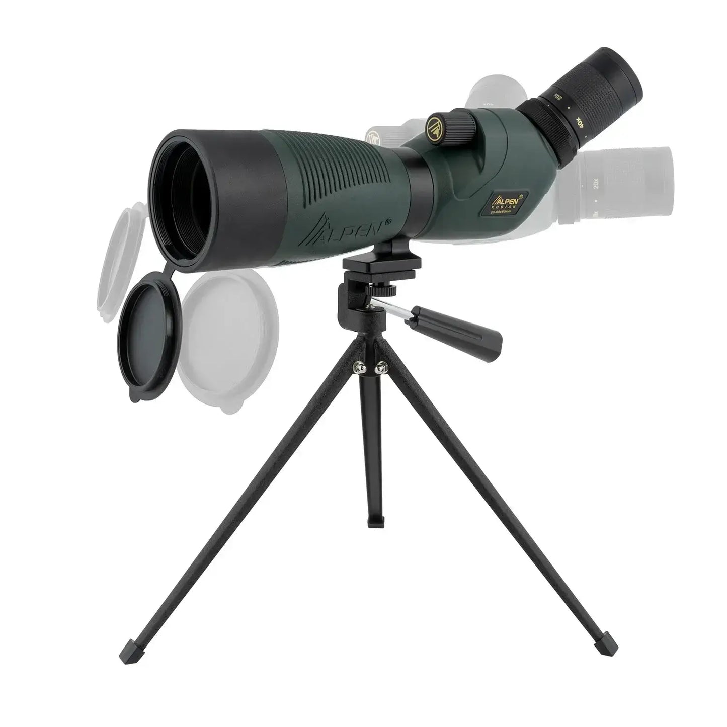Alpen Optics Kodiak spotting scope on tripod.