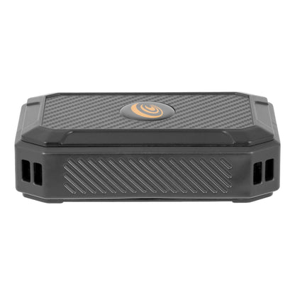 USB Power Bank with Red LED Flashlight, compact and rugged design, perfect for outdoor adventures and emergencies.