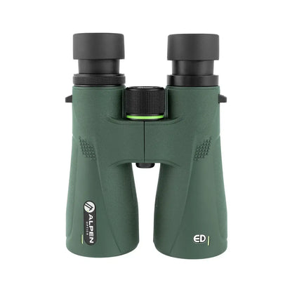 Alpen Chisos 12x50 ED Binoculars top view with focus eyepieces expanded. 
