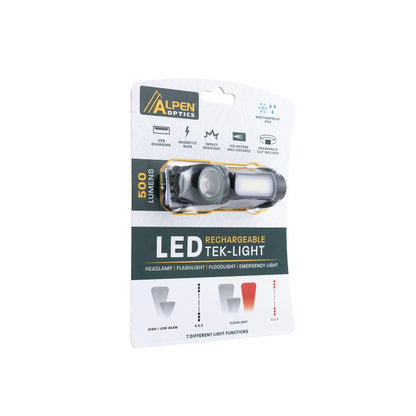 Alpen LED Rechargeable Tek-Light Headlamp in retail packaging 3. 