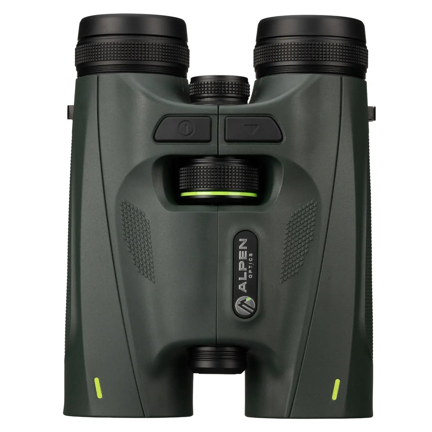 Green binoculars with ALPEN branding on a white background