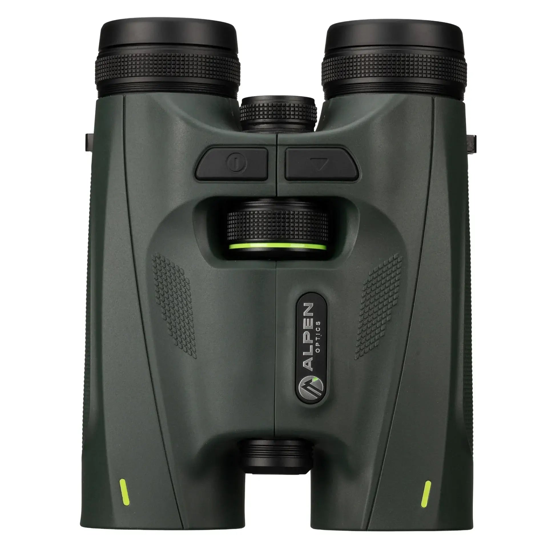 Green binoculars with ALPEN branding on a white background