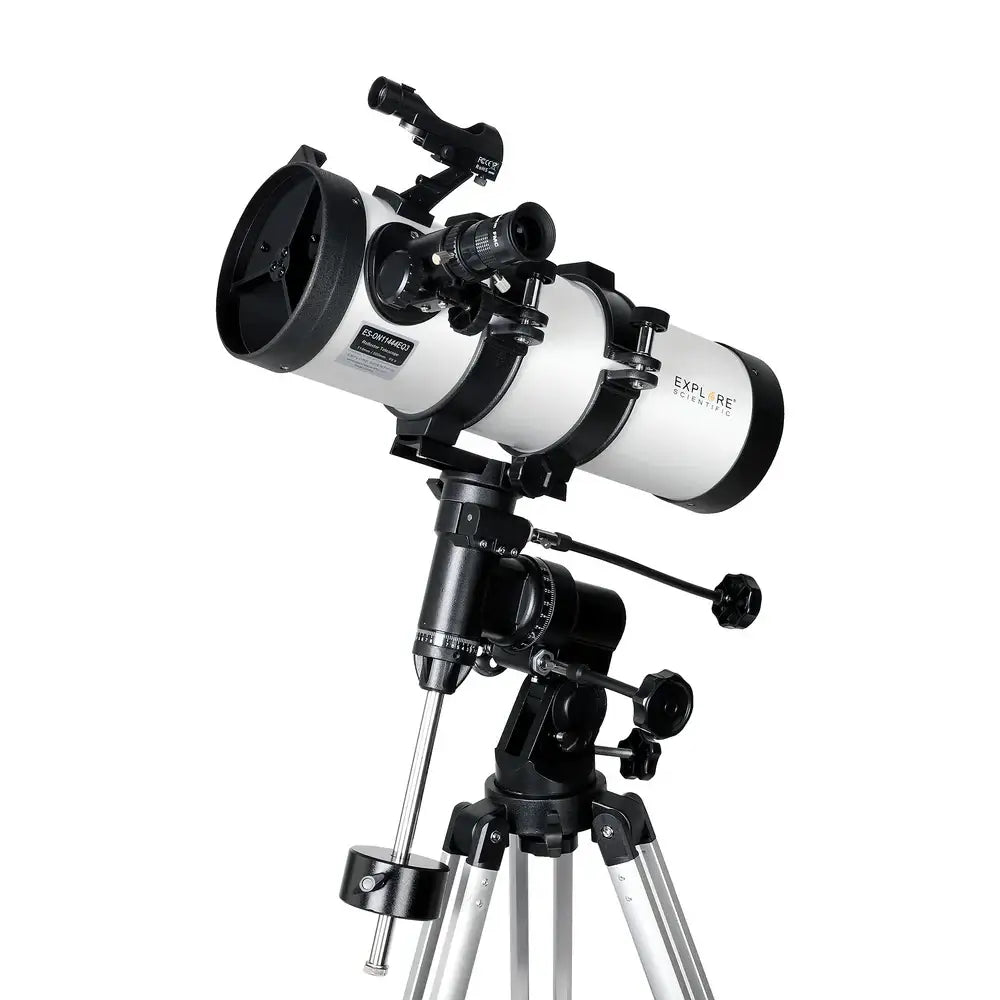 Telescope with tripod on a white background