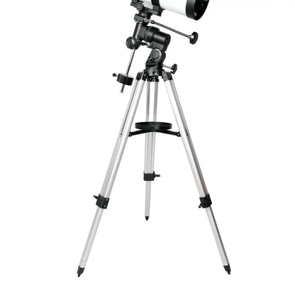 Telescope with tripod on a white background