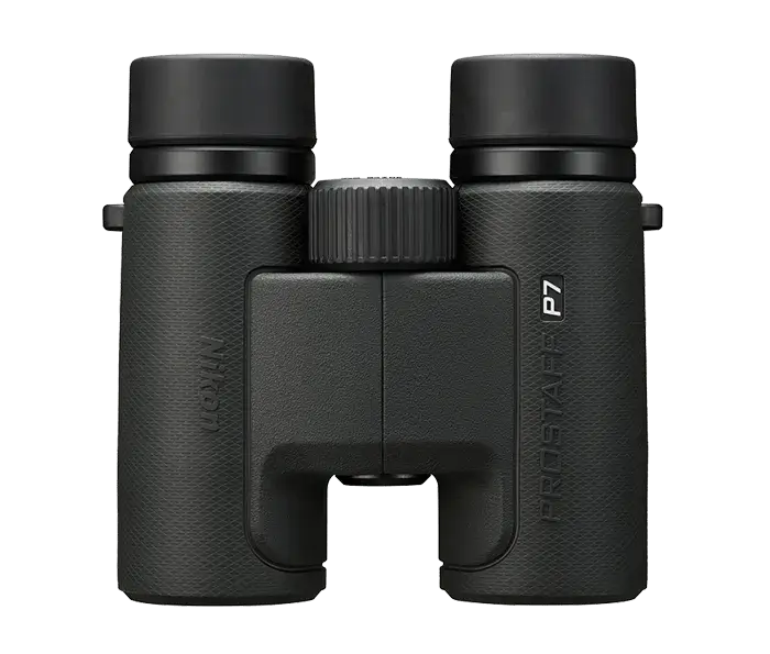 Nikon Prostaff P7 Binoculars Product photo of the top side on a white background.