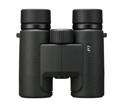 Nikon Prostaff P7 Binoculars Product photo of the top side on a white background.
