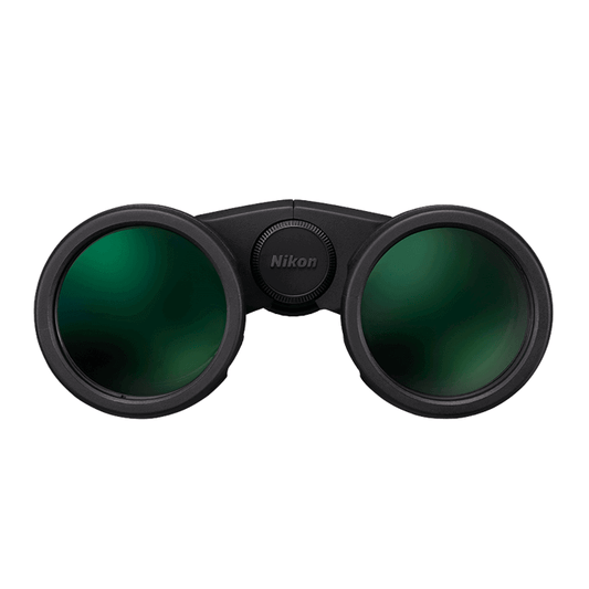 Front View view of Nikon Monarch M5 Binoculars on a white background.