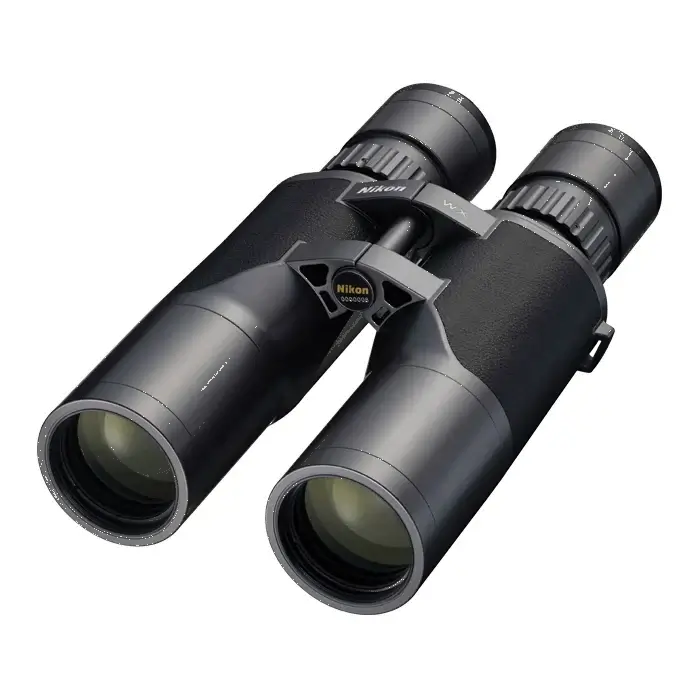 Front Left view of the Nikon 16034 WX binoculars on a white background.