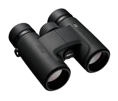 Nikon Prostaff P7 Binoculars Product photo of the front left side on a white background.