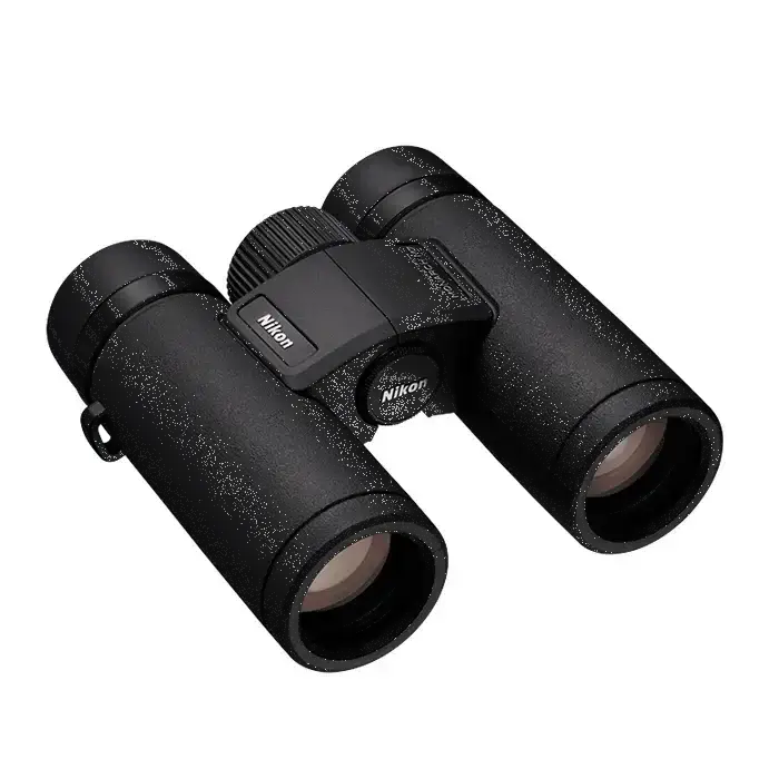 Front right view of the Nikon Monarch M7 Binoculars on a white background.