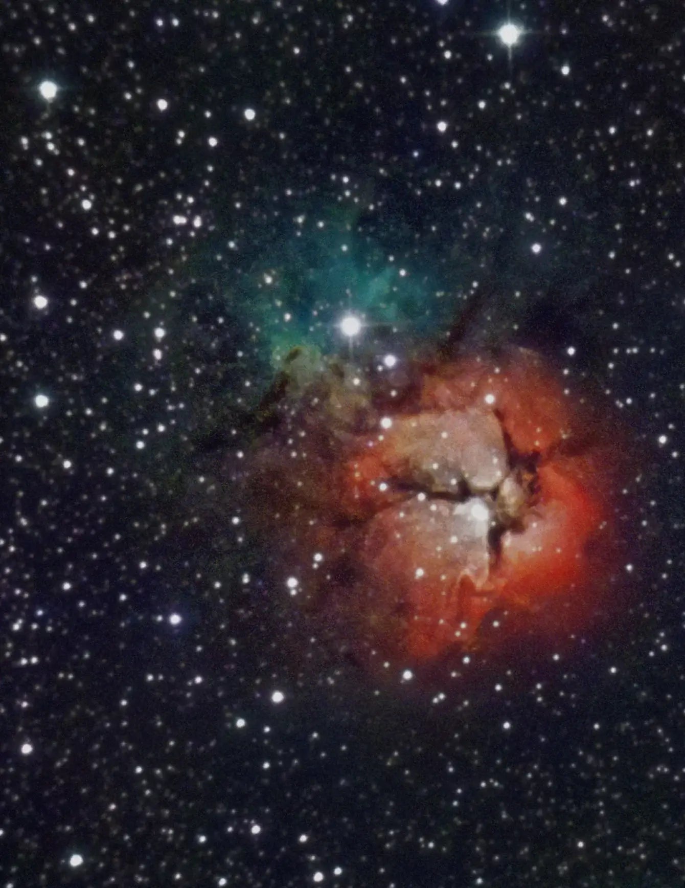 Starburst galaxy NGC 2244 against a starry background