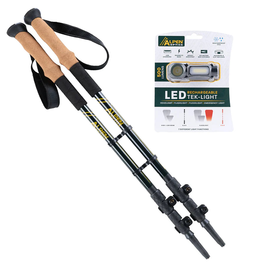 Holiday Outdoor Trekking Bundle by Alpen Optics (Trekking Poles & Tek-Light)