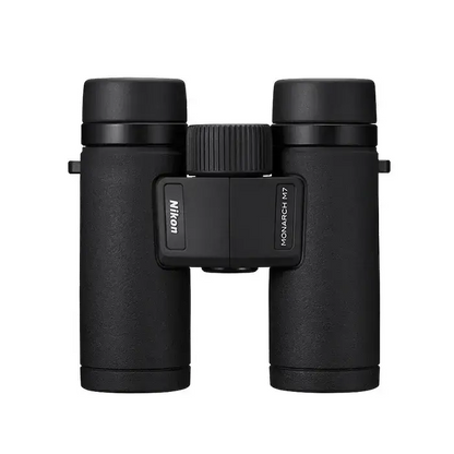 Top view of the Nikon Monarch M7 Binoculars on a white background.