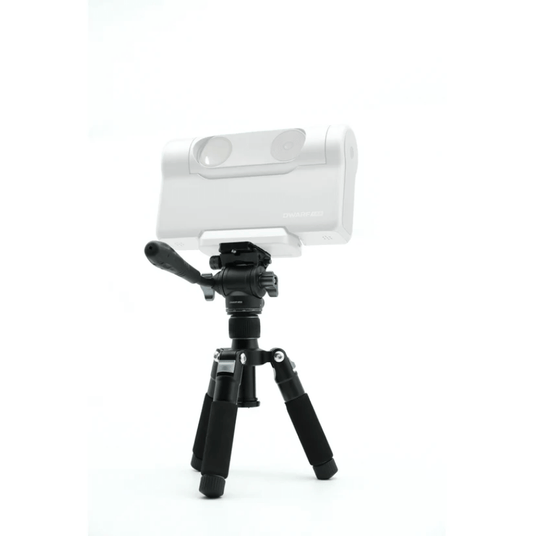DWARF Telescope with a white case on a black tripod against a white background
